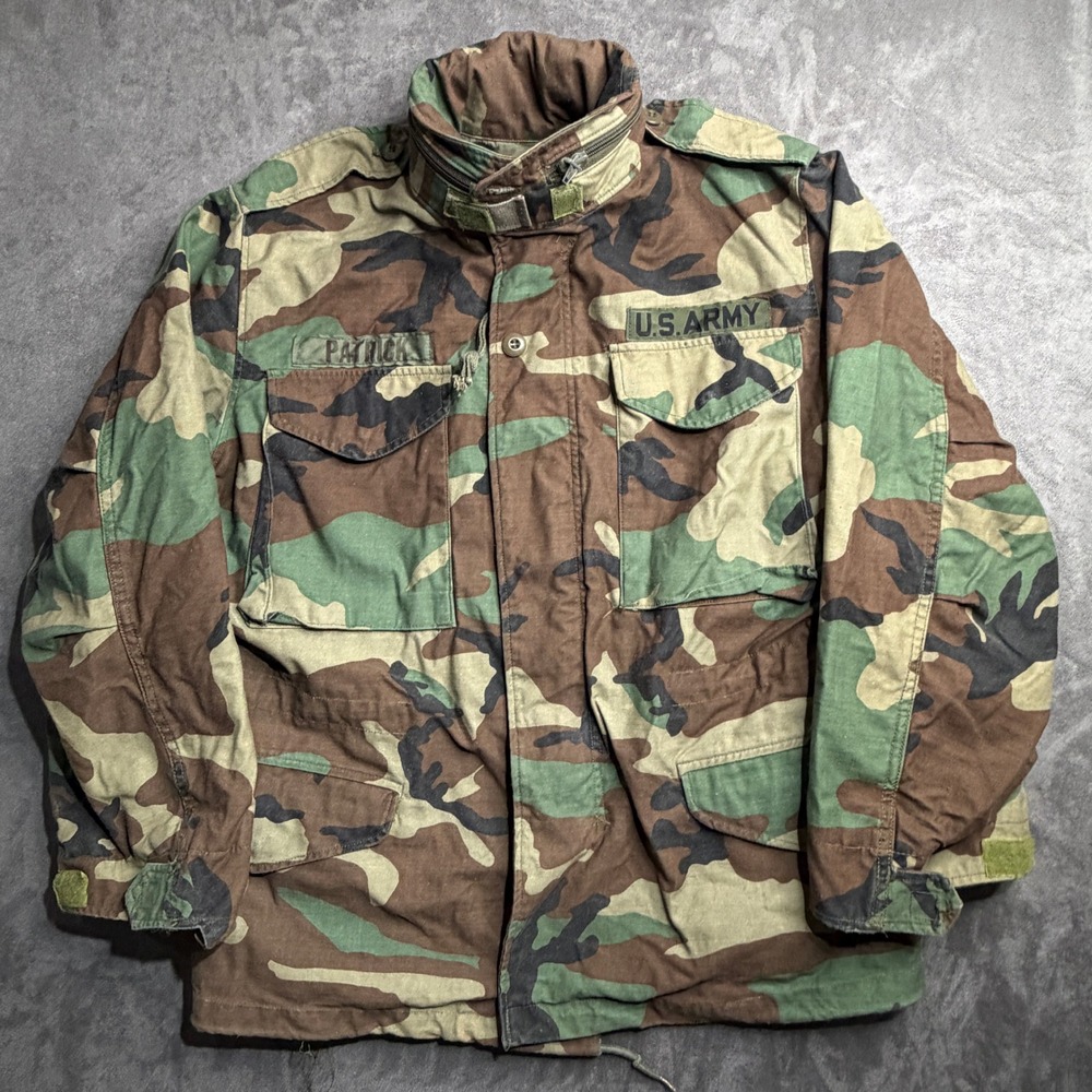 Vintage US Army M-65 Field Jacket Woodland Camo Small Short 1987 Golden Mfg M65
